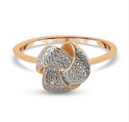 New! Diamond Knot Ring With Earrings In 14k Gold Overlay Sterling Silver