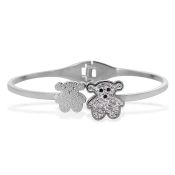 New! Black and White Austrian Crystal Teddy Bear Bangle