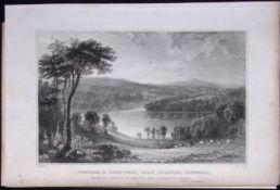 Cornwall Helston Penrose & Looe-Pool Antique 193 Years-Old Steel-Engraving-20