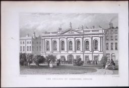 Dublin Ireland College of Surgeons 194 Years Old Antique Steel Engraving-15