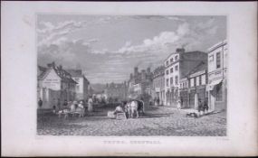Cornwall Truro Town Antique 193 Years-Old Steel-Engraving-31