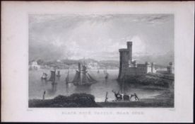 Cork Black Rock Castle 194 Years Old Antique Steel Engraving-5
