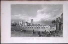 Limerick Thomondgate Bridge 194 Years Old Antique Steel Engraving-40
