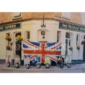 Mods Meet London Pub Vespa's & Lambretta's Nostalgic 1960's Metal Wall Art