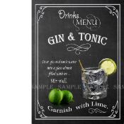 Gin & Tonic Pub Nostalgic Drinks Of The Past & Present Metal Wall Art