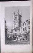 Cornwall St Austell Town Antique 193 Years-Old Steel-Engraving-23