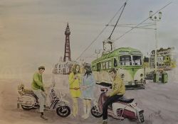 Mods On The Prom Blackpool Vespa & Lambretta's Nostalgic 1960's Metal Wall Art