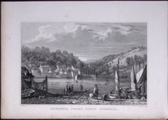Cornwall Fowley Bodinnoc Ferry Antique 193 Years-Old Steel-Engraving-10