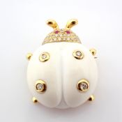 Natural Diamond 18K Yellow Gold Brooch