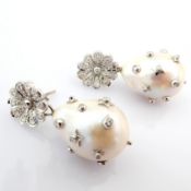 Natural Diamond 14K White Gold Earring