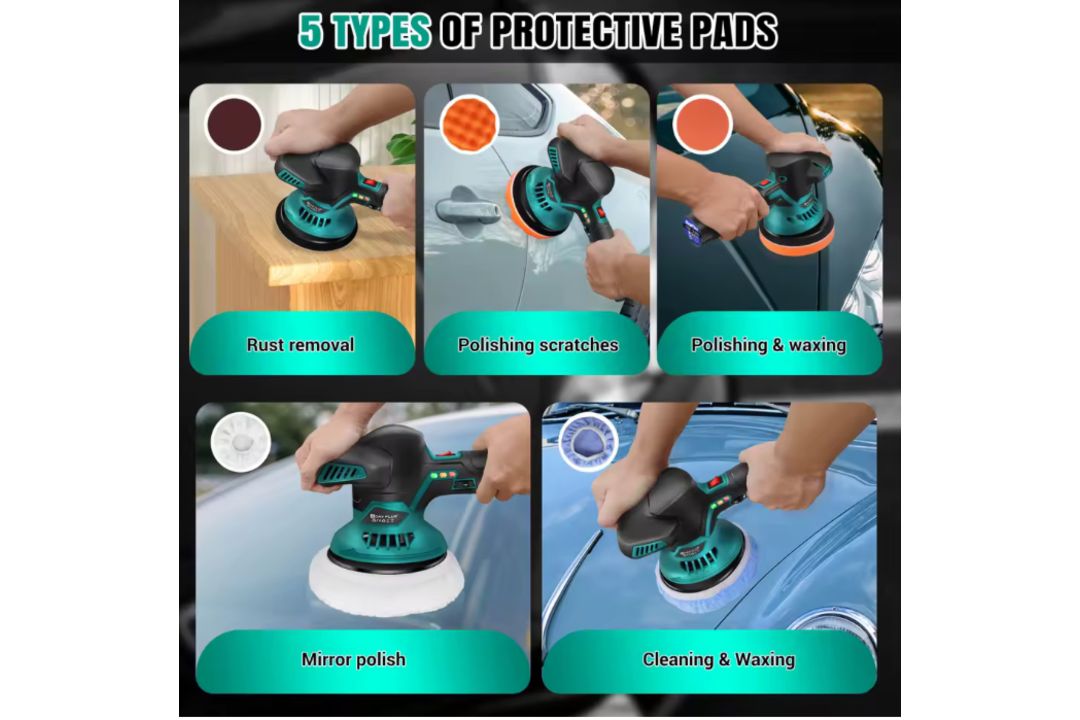 Cordless 12V Car Polisher Kit – Dual Battery, 8-Speed Buffer For Car Detailing & Scratch Repair - Image 5 of 6