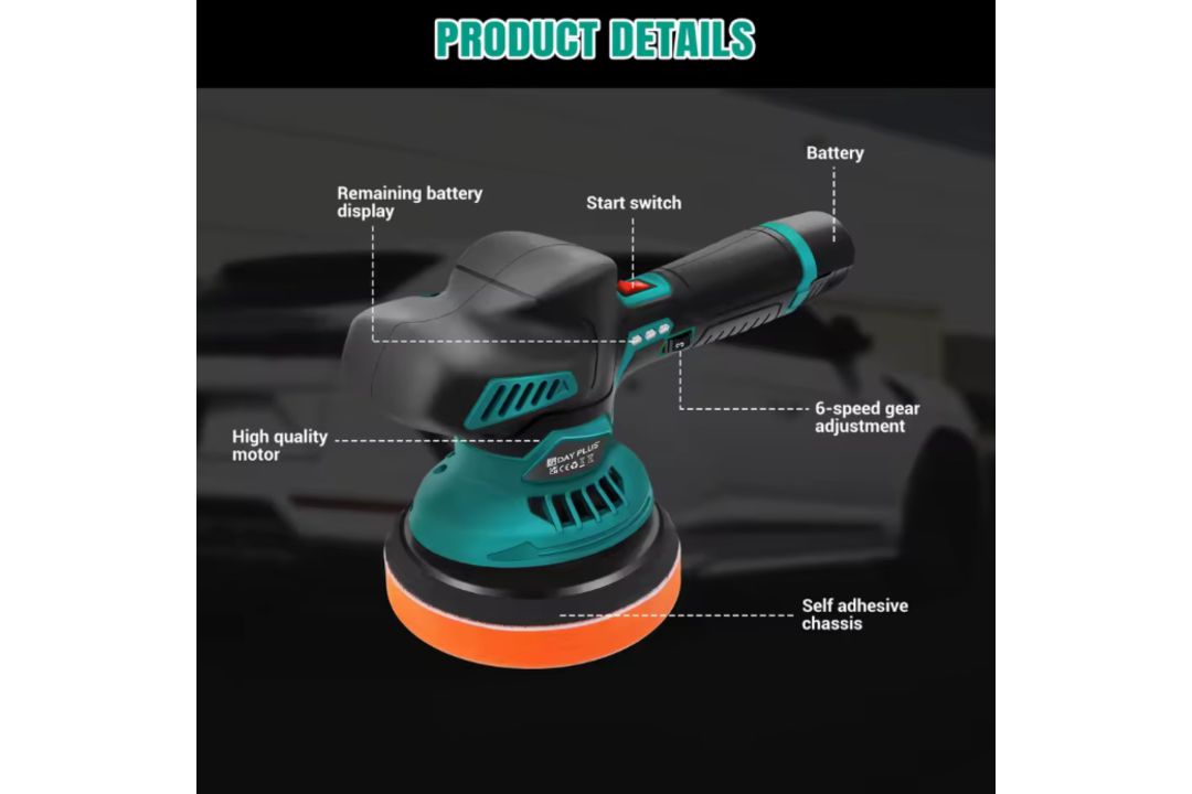 Cordless 12V Car Polisher Kit – Dual Battery, 8-Speed Buffer For Car Detailing & Scratch Repair - Image 2 of 6