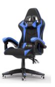 Blue Gaming Chair Ergonomic, Reclining, Headrest & Lumbar Support High-Density Foam, Adjustable H...