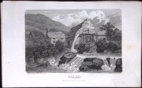 Nant Mill Caernarvonshire Wales Antique 213 Years-Old Georgian Steel-Engraving-191