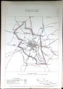 Truro Cornwall Boundary Commission 157-Year-Old Antique Map.