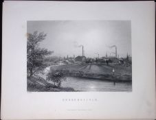 Yorkshire View of Huddersfield Antique 150 Years-Old Engraving-15