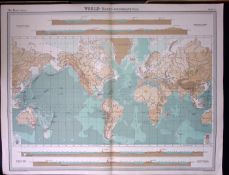 The World Bathy-Orographical Large Antique Map John Bartholomew