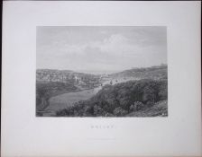 Yorkshire View of Whitby Town & Bay Antique 150 Years-Old Engraving-17