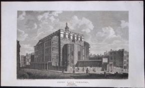 London Original Drury Lane Theatre Antique 200 Years-Old Steel-Engraving-89