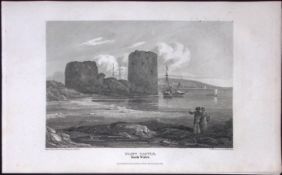 Flint Castle Flintshire Wales Antique 213 Years-Old Georgian Steel-Engraving-204