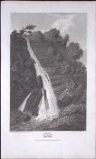 Fall Of The Cayne North Wales Antique 213 Years-Old Georgian Steel-Engraving-209