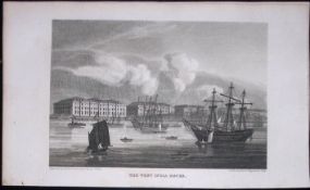 London West India Docks Antique 200 Years-Old Steel-Engraving-112