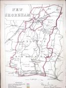 New Shoreham Sussex Boundary Commission 157-Year-Old Coloured Antique Map.