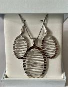 Sterling Silver Italian Wire Wrap Design Pendant & Necklace Set