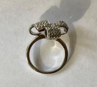 Lovely Silver Diamond Bow Ring