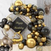 13 x Black and Gold Balloon Arch Balloon Garland Set Lb37
