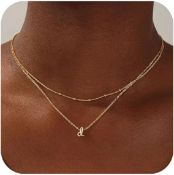 10 x Gold Initial Necklaces - 14K Gold Plated Dainty Letter L14a