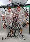 Very Large Painted Metal Garden Ferris Wheel with Lanterns