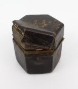 Antique Travelling Patent Inkwell â€“ Hexagonal Leather-Covered Case c.1890