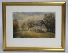 Victorian Watercolour of Rural Cottage Scene by Mathilda Nottelle (Exh. 1879â€“1892)