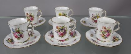 Set of 6 Hammersley â€œHoward Spraysâ€œ Coffee Cans & Saucers