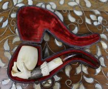 Antique Meerschaum Pipe in Fitted Case â€“ Hand and Goblet Design