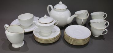 Royal Worcester â€œStrathmoreâ€ White & Gold Tea Service for Six, 25 Pieces