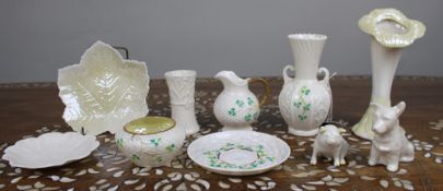 Collection of 10 Irish Belleek Antique & Vintage Porcelain Pieces