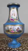 Large Late 19th Century SÃ¨vres-Style Bleu CÃ©leste Porcelain Vase