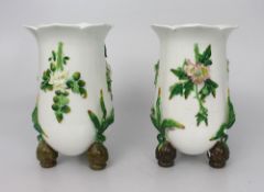 Pair of Antique English Porcelain Floral Vases â€“ c.1860