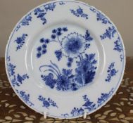 18th Century Delft Blue and White Floral Plate, c.1770