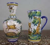 Mid-20th Century Spanish Talavera Pottery Vase and Jug