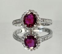 Natural Burma RubyUnheated/Untreated With Natural Diamonds & 18k Gold
