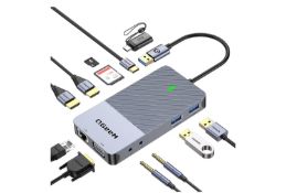 Qgeem 11 In 1 Mini USB Dock, 3.0 Laptop Docking Station. EST £73 - V2-BOX 67