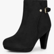 Perphy Round Toe Side Zip Platform Chunky Heel Ankle Boots, Size 5.5 - EST £45 - U2-BOX 69