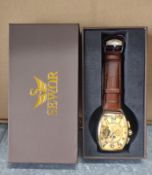 Sewor Brown Strap Watch. Est £20 - U2-BOX 69