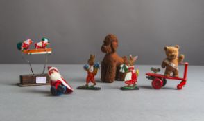 6-teiliges Konvolut von Stofftieren und Spielzeug (60/70er J.)