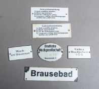 6-teiliges Konvolut von Email-Schildern (20er - 50er J.)