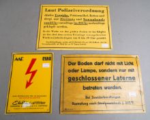 3-teiliges Konvolut von Blechschildern