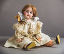 Porzellankopf-Puppe (Hersteller u. Alter unbekannt)